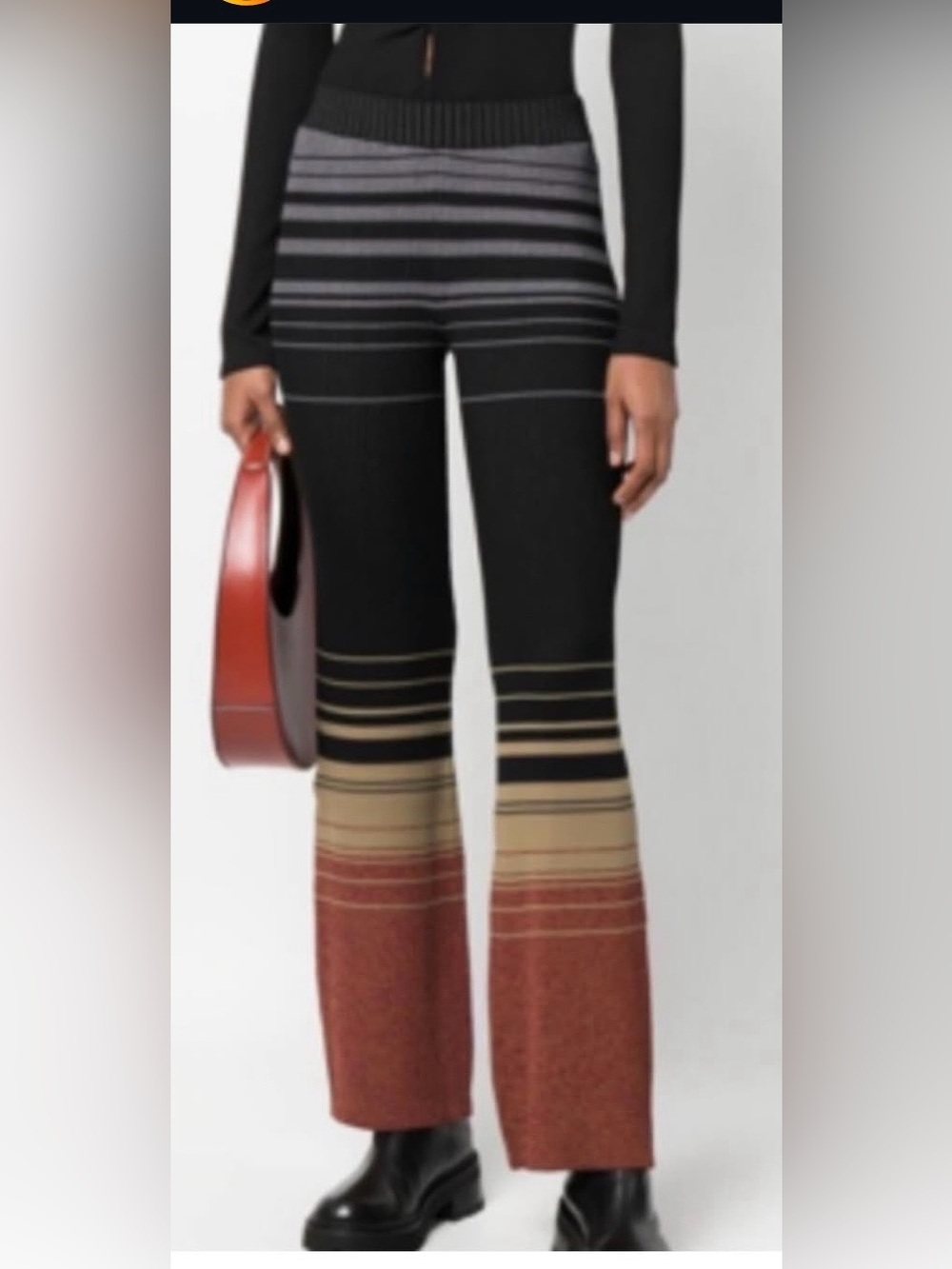 Staud knit stripes flare trousers